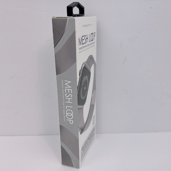 PRESS PLAY MESH MAGNETIC LOOP STAINLESS STEEL MESH STRAP FOR APPLE WATCH, SILVER - Picture 2 of 13